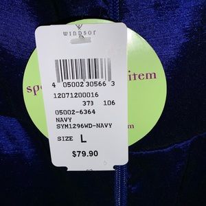 Navy blue strapless prom dress